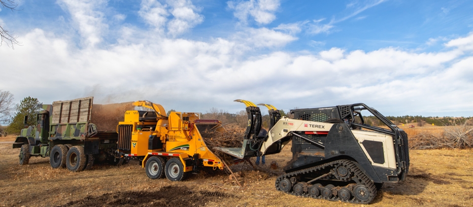 Wood Chipping on Job Site